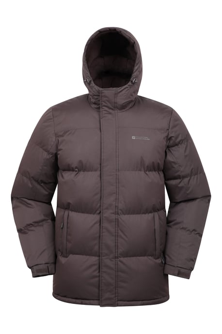 'Snow' Men's Padded Jacket Water Resistant Adjustable Hood Everyday Rain Coat Brown - Image 1