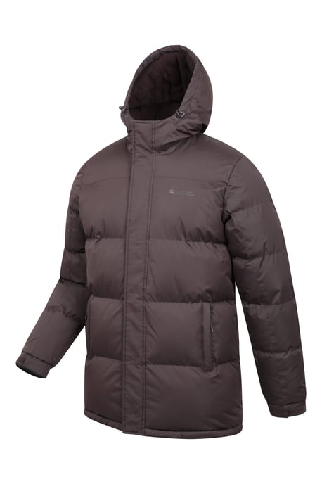 'Snow' Men's Padded Jacket Water Resistant Adjustable Hood Everyday Rain Coat Brown - Image 2