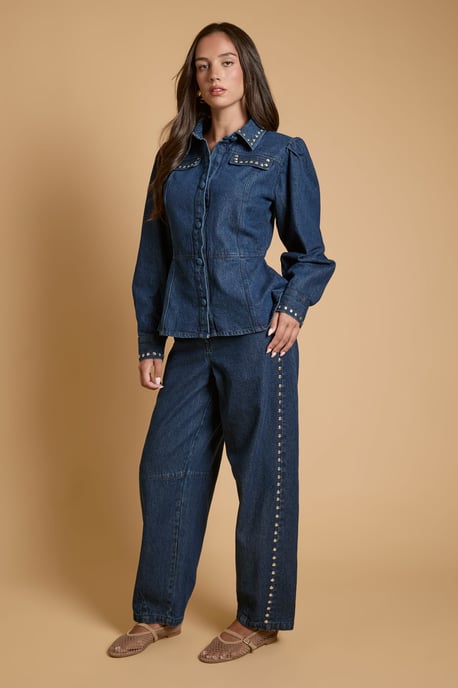 Stud Collar Denim Jacket - Image 2