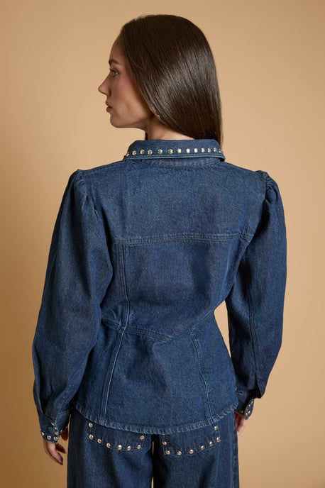 Stud Collar Denim Jacket - Image 3