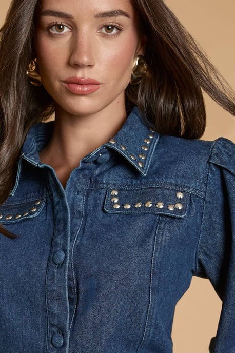 Stud Collar Denim Jacket - Image 4