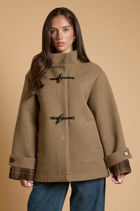 Short Duffle Coat with Turn Back Cuff Detail - Image 1