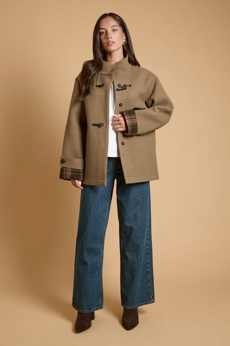 Short Duffle Coat with Turn Back Cuff Detail - Image 2