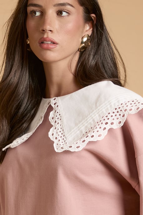 Volume Sleeve Sweatshirt With Cotton Collar - Image 4