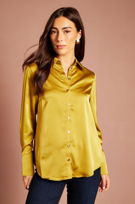 Lisa Tan Long Sleeve Satin Shirt - Image 1