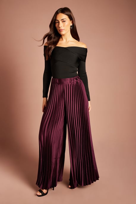 Satin Pleated Trousers - Image 1