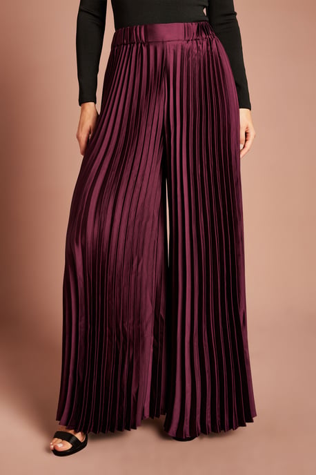 Satin Pleated Trousers - Image 2