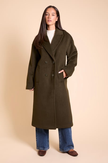 Relaxed Fit Double Breasted Midi Length Coat - Image 2