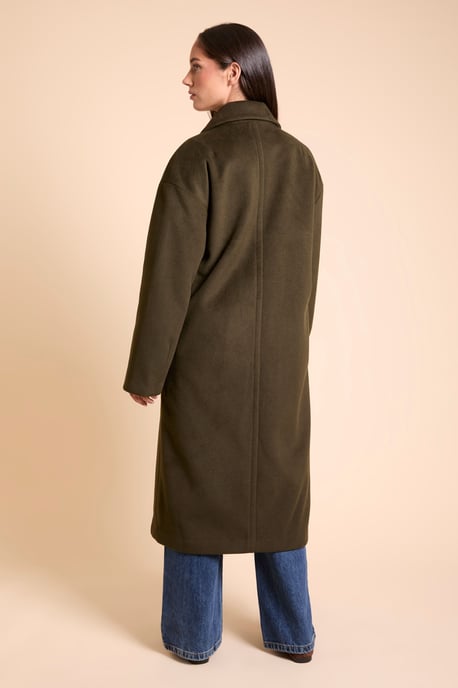 Relaxed Fit Double Breasted Midi Length Coat - Image 3