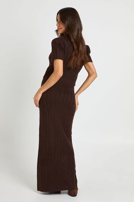 Cable Collared Knitted Top and Maxi Skirt Co-Ord - Image 2