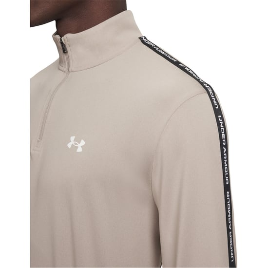 Men's Under Armour Tech™ ½ Zip Long Sleeve in Taupe/Blck/Whit - Image 2