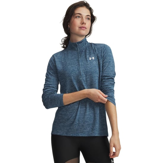 Women's Under Armour Half Zip Top in Wham Blue/White - Image 1