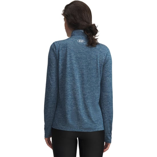 Women's Under Armour Half Zip Top in Wham Blue/White - Image 2
