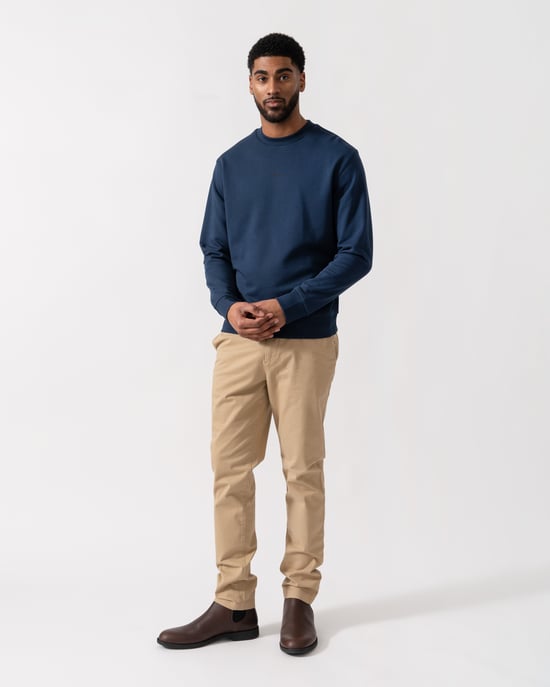 Relaxed Fit Long Sleeve Logo Detail Sweatshirt in Dark Blue - Image 4