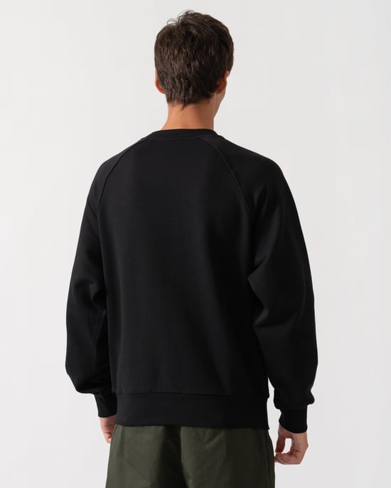 Relaxed Fit Long Sleeve Logo Detail Sweatshirt in Black - Image 2