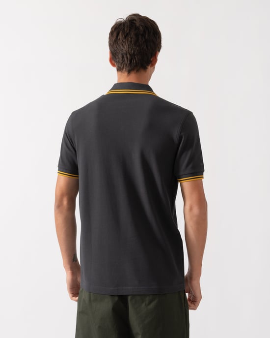 Regular Fit Short Sleeve Logo Detail Polo Shirt in Charcoal - Image 2