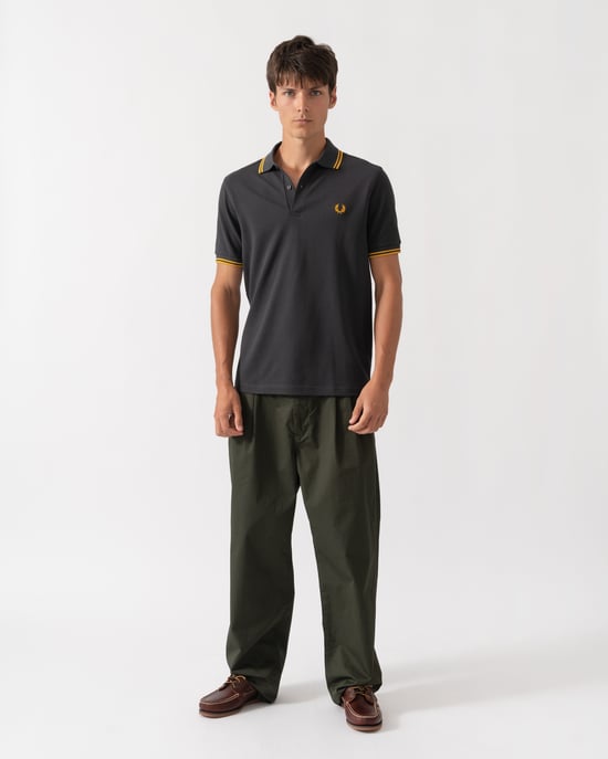 Regular Fit Short Sleeve Logo Detail Polo Shirt in Charcoal - Image 4