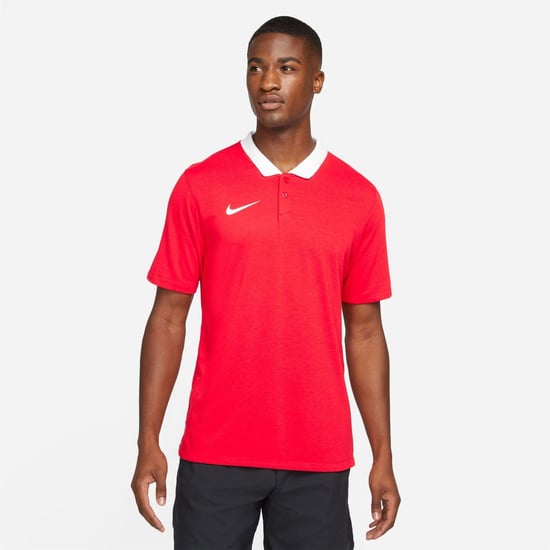 Men's Nike Printed Logo Collared Neck Short Sleeve Shirt in Red - Image 3
