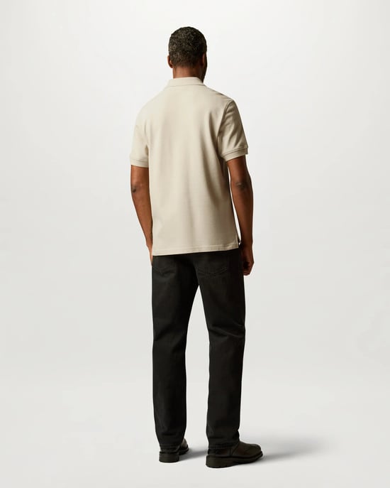 Short Sleeve Logo Detail Polo Shirt in Natural - Image 2