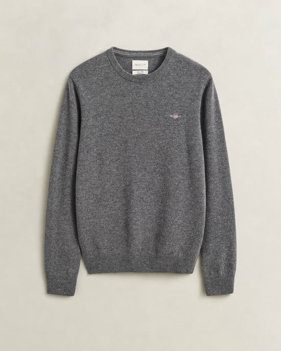 Regular Fit Long Sleeve Logo Detail Jumper in Charcoal - Image 1