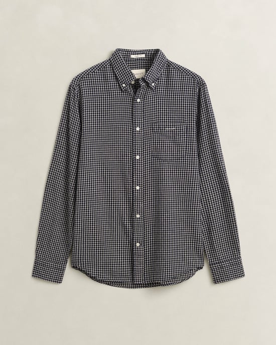 Regular Fit Long Sleeve Logo Detail Shirt in Dark Navy - Image 1