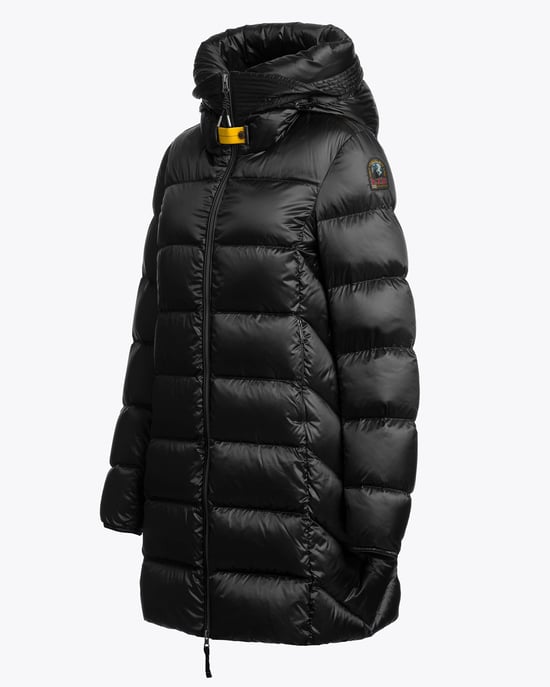 Long Sleeve Adjustable Drawstring Padded Jacket in Black - Image 2