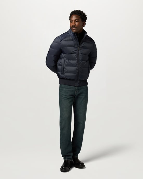 Long Sleeve Padded Jacket in Navy - Image 3