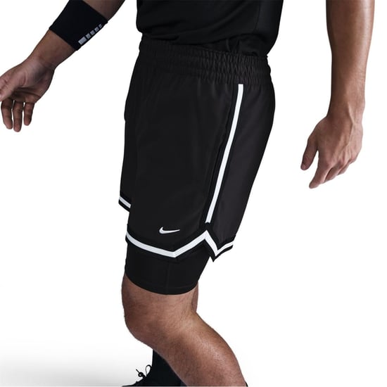 Men's Nike 2 in 1 Basketball Bermuda Shorts in Black/White - Image 1