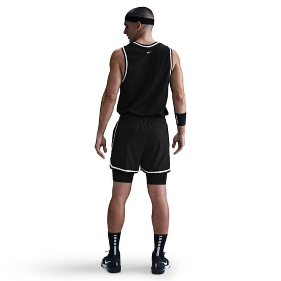Men's Nike 2 in 1 Basketball Bermuda Shorts in Black/White - Image 5