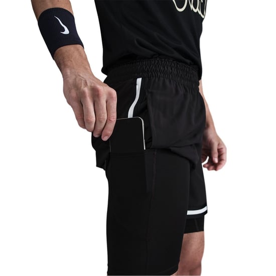 Men's Nike 2 in 1 Basketball Bermuda Shorts in Black/White - Image 6