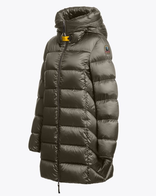 Long Sleeve Adjustable Drawstring Padded Jacket in Olive - Image 2