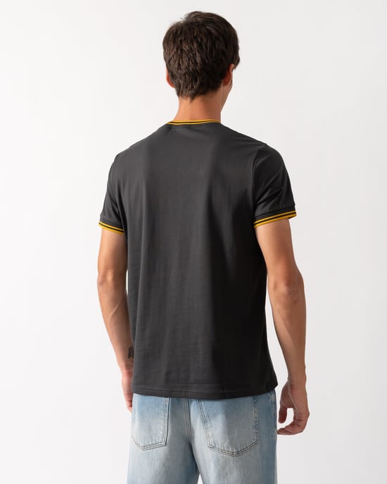 Regular Fit Short Sleeve Logo Detail T-Shirt in Charcoal - Image 2