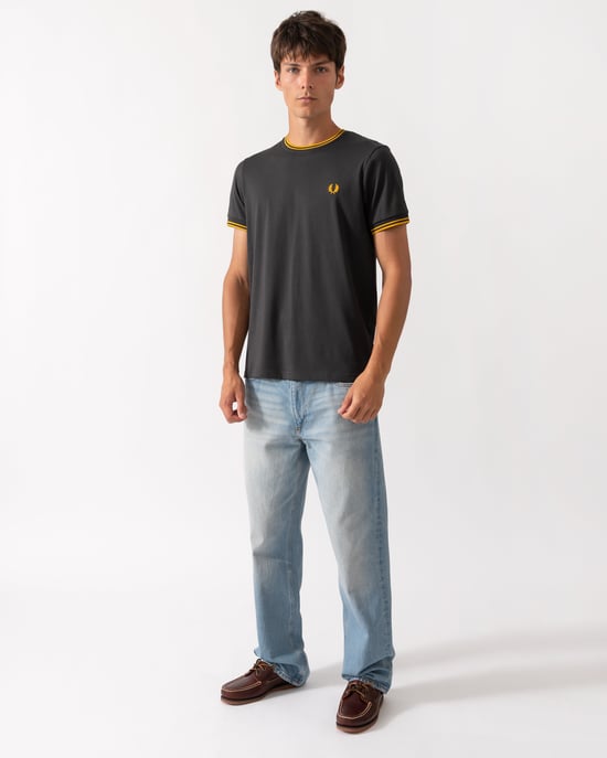 Regular Fit Short Sleeve Logo Detail T-Shirt in Charcoal - Image 4