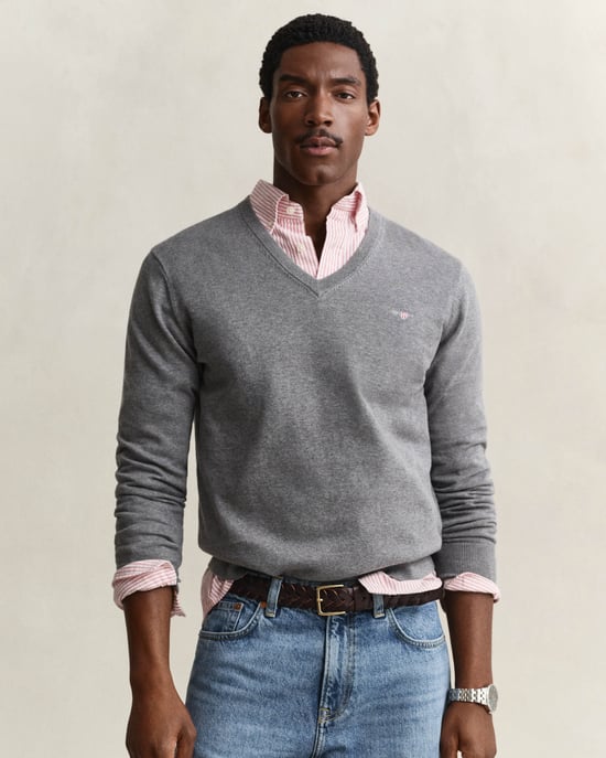Regular Fit Long Sleeve Logo Detail Jumper in Silver - Image 1