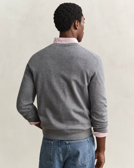 Regular Fit Long Sleeve Logo Detail Jumper in Silver - Image 2