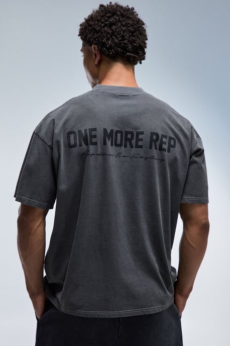 One More Rep Oversized Washed Extended Neck T-Shirt - Image 1