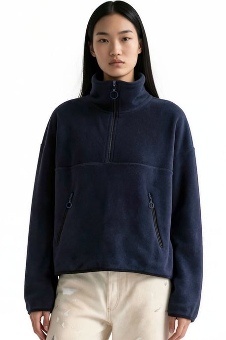 Women's Half Zip Crop Sweatshirt - Image 1