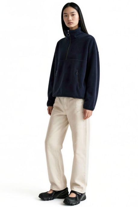 Women's Half Zip Crop Sweatshirt - Image 2