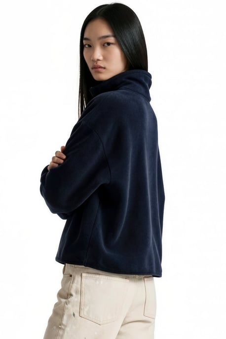 Women's Half Zip Crop Sweatshirt - Image 3