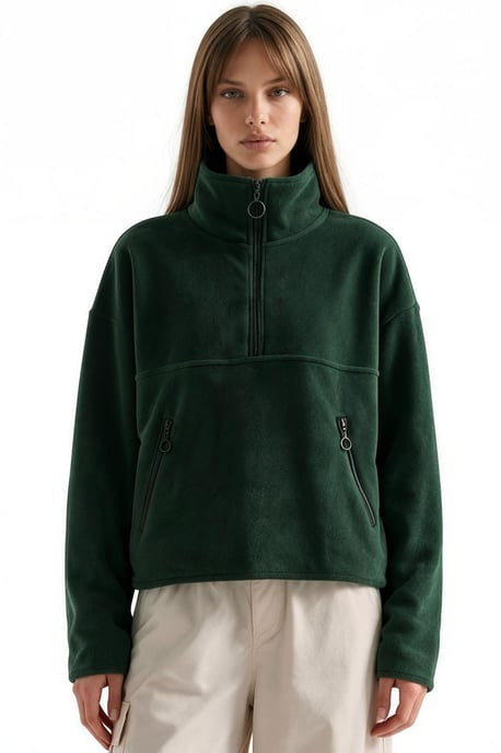 Women's Half Zip Crop Sweatshirt - Image 1
