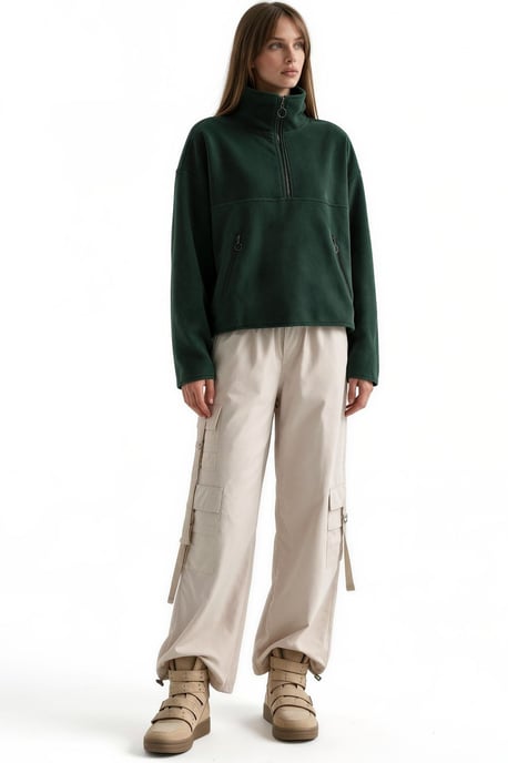 Women's Half Zip Crop Sweatshirt - Image 2