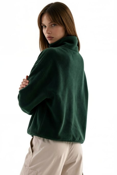 Women's Half Zip Crop Sweatshirt - Image 3