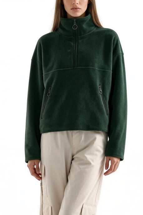 Women's Half Zip Crop Sweatshirt - Image 4