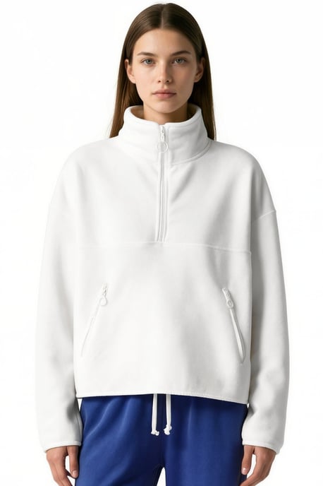 Women's Half Zip Crop Sweatshirt - Image 1