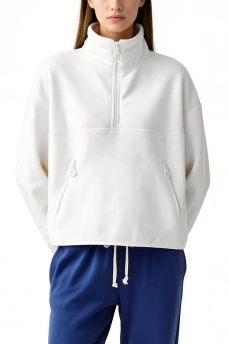 Women's Half Zip Crop Sweatshirt - Image 4