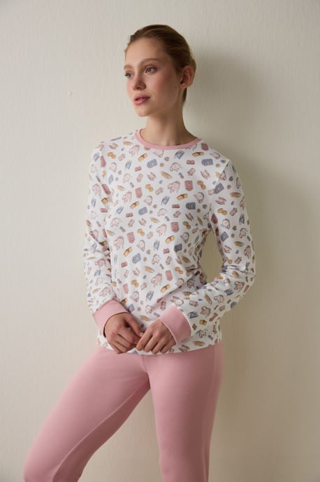 Tea Party Printed Long Sleeve Pajama Top - Image 2