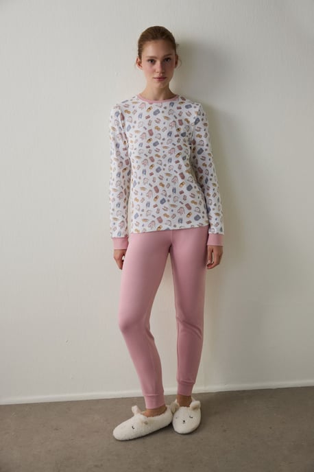 Tea Party Printed Long Sleeve Pajama Top - Image 3