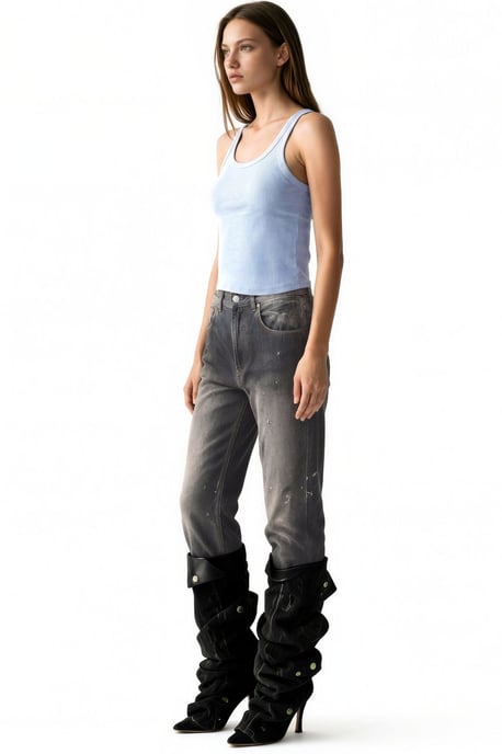 Sleeveless Ribbed U Neck Tank Top - Image 2