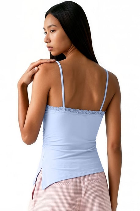 Fitted Crop Cami Top With Embroidery - Image 2