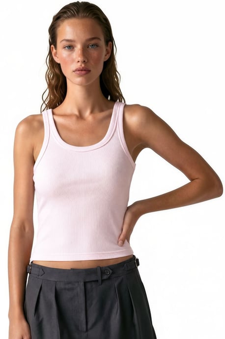Sleeveless Ribbed U Neck Tank Top - Image 2